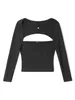 Damen T-Shirts Frauen Y2k Bolero Crop Tops 2 Stück Slim Fit Langarm Achselzucken Ärmellos Tube Frühling Herbst Ausgehen Streetwear