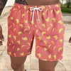 Short de bain pour hommes, maillot de bain à la mode, imprimé de fruits de dessin animé, cordon de serrage, Double poche, plage hawaïenne, vacances, maillots de bain