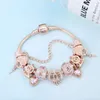 Classic Rose Gold Bracelets Brand Designer Diy Crystal Ferris Wheel Beaded Bracelet Fashion Heart Pendant Gifts Bracelet Wholesale Jewelry