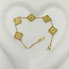 Designer Van cl-ap Ensemble de chaîne de clavicule pour femmes cinq colliers de tournesol non décolorés bracelet de trèfle à quatre feuilles en acier titane doré C5UN