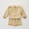 Printemps et automne né infantile bébé garçons et filles princesse pardessus Shorts revers Cardigan costume enfants mode bébé vêtements 240226