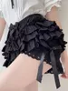 Kvinnors trosor kvinnor femme svart vit ruffle knickers kawaii pumpa söt spets bowknot lolita säkerhetshorts vintage viktorianska blommare