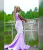 Lavanda roxo longo noite vestidos formais 2024 brilhante diamante cristal veludo preto menina vestidos de baile para mujer