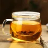 Weingläser, 350 ml, Glas-Teetasse mit Teesieb und Deckel für blühenden Tee, lose Blätter, klare Tasse, einfach zu verwenden, ideal für Liebhaber