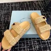 Piattaforma trigonometrica Slide in stile vacanza Muli di paglia a maglia pannelli Slifori Ladie Sandals da spiaggia Casual Slil su scarpe piatta Slimpo