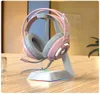 Girl Pink PC -spel hörlurar för telefon bärbar datorkabel trådbunden stereo hifi headset led lätt spel pannband ps4 spel hörlurar mic6394030