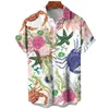 Camisas casuais masculinas camisa verão havaiano estampado aloha paisagem gola 3d impressa manga curta botão impressão