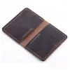 Waist Bags Handmade Genuine Leather Holder Vintage Men Business Card Bag Women Purse Small Wallet