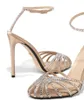 الصيف الفاخرة Penelope Sandals أحذية خضراء عارية كريستال لذيذ الجلود Alevi Milano Stiletto Heel-englaved party party wedding glateiator sandalias eu35-43