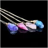 Pendant Necklaces Colorf Natural Stone Crystal Necklace Women White Pink Quartz Healing Chakra Men Jewelry Gift Drop Delivery Pendant Dh7Xc