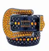 Lyxdesignbälte BB Simon Belts Män Kvinnor Högkvalitativt diamantbälte Shiny Metal Gem Button Black Blue White Multicolour Rhinestones Gift Bälte