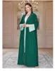 Abbigliamento etnico 2024 Moda elegante donna musulmana abito impiombato tinta unita con foulard Jalabiya maniche lunghe cardigan Medio Oriente Abaya
