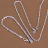 high quality 4MM women men chain male twisted rope necklace 14K White Gold bracelets fashion Silver jewelry Set