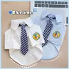 Skjortor husdjurskläder solid skjorta för hundar stilig slips skjortor kläder katt liten tunn vårblå modepojke husdjursprodukter 2023