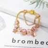 Bracelets de printemps femmes marque de luxe bricolage Bracelet en cristal rose nouvel anniversaire amour cadeau bijoux Boutique arc pendentif Bracelet bijoux de mode en gros