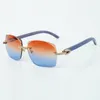 Sprzedaż Bezpośrednia Modna klasyczna diamentowe okulary przeciwsłoneczne 3524018 z niebieskimi drewnianymi szklankami ramienia Rozmiar 18-135 mm