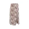 Skirts Women Skirt Summer French Vintage Leopard Pattern Split Half-body Lady High Waist A-line Mid Length Wrap Hip