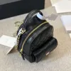 Designer Channel 24C Leder-Luxus-Mini-Rucksack, hochwertige Büchertasche, goldene Schnalle, Kette, verstellbarer Schultergurt, genarbtes Leder, Rucksack für Damen, schwarze Tasche, Geschenk