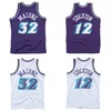 Basketbalshirt Karl Malone #32 John Stockton #12 Mesh Hardwoods Classics retro jersey Heren S-XXL stadsjersey