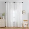 Cortina transparente com pom tufado semi-transparente para café cozinha quarto haste de filtragem de luz bolso voile cortinas de janela 1 painel