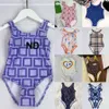 Flickor enstycken Swimwears Kids Baddräkter Småbarn Bikini Designer Brand Barn Summer Full Letter Printed Beach Pool Sport Bathing Youth Baby Suits B9L2#