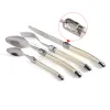 Set Jaswehome 34st Laguiole Silverware biff knivar gafflar skedar set spegel polsk insamling rostfritt stål bestick set