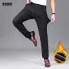 Pants KUBRO automne hiver mode nouveau costume pantalon hommes mince castor polaire chaud pantalons décontractés élasticité droit affaires pantalon mâle