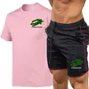 2024 Summer Nya mäns snabba torkningsset Fashion Sportwear Men's T-shirt Sports Shorts Set Men's Casual Wear Gym Sports Set