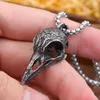 Pendant Necklaces Punk Viking Stainless Steel Crow Skull Vintage Small Size Nordic Mens Necklace Biker Amulet Jewelry Gift Drop