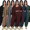 Set Abbigliamento donna taglie forti Set da 3 pezzi Crop Top Gilet e pantaloni a maniche lunghe Set Abiti sexy Tuta Wh 3xl 4xl 5xl 6xl