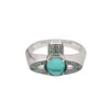 Viviane Sieraden Designer Sieraden voor Vrouwen Viviennr Westwood Anillos Keizerin-weduwe van het Westen Aqua Blue Saturn Glass Bead Ring Vrouwelijke minderheid De