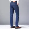 Мужские джинсы, мужские джинсовые брендовые повседневные модные деловые брюки, классические эластичные прямые длинные брюки стандартной посадки, Прямая поставка, большие размеры