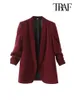 TRAF Vrouwen Mode Kantoorkleding Open Blazer Jas Vintage Lange Geplooide Mouwen Klepzakken Vrouwelijke Bovenkleding Chic Tops 240220