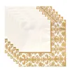 Serviettes 100 Pcs Disposable Paper Napkins Daily Use Restaurant Tissue Cocktail Garnish Floral Printed Gold Trim Disposable Napkin Tissue