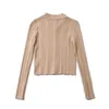女性のTシャツ枯れフランススタイルファッションエレガントなリブポロカラーシングルブレストニットトップヴィンテージソリッドサマーウーマン