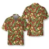 남자의 캐주얼 셔츠 재미있는 하와이 과일 아보카도 남성 옷을위한 짧은 소매 페르시아 아메리카나 공장 그래픽 블라우스 휴가 옷깃 블라우스