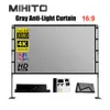 MIXITO Outdoor Anti-light 16:9 Ratio Portable Foldable Dual Bracket Style Projector Screen 84-120 "Home 3D HD Projection Curtain