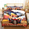 Set route66 auto motorfiets meisje patroon dekbedoverdek set kussensloop beddengoed set au, eu, Amerikaanse maat voor slaapkamer decor pure gordijnen