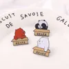 Cartoon Metal Teddy Bear Series Brooch Cute Pocket Panda Unisex Clothing Pin Badge