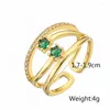 Cluster Rings BUY 2024 Fashion Red/Green/Blue/White/Black CZ Zircon Geometric Open For Elegant Women Wedding Jewelry Accessories