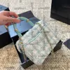 Kadın Tasarımcı Vintage Tweed Toyun Tote Kutu Çantaları Vanity İki tonlu kontrol Kozmetik Kılıf Altın Metal Donanım Matelasse Zincir Crossbody Omuz Çantaları 14x12cm