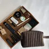 Kosmetiktaschen, weicher Samt, Make-up-Tasche, Kosmetiktasche mit Reißverschluss, gestreift, Aufbewahrung, Retro, tragbarer Mini-Toilettenartikel-Organizer