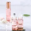 Bottle 12pcs/lot 5ml/10ML Rose Gold Roll On Bottle Thick Glass Empty Perfume Essential Oil Vials with Stainless Steel Roller Ball