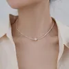 Einfache Persönlichkeit 925 Sterling Silber Kette Süßwasser 8-9mm Weiße Perle Runde Halskette Edlen Schmuck Geschenke für Frauen mädchen 240227