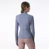 AL Veste de yoga à manches longues pour femme - Col montant - Taille serrée - Fermeture éclair complète - Fitness - Jogging - Décontracté - Manteau de course - Pouce Buck SweatTops