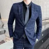 Jackets Suits for Men 2023 New in Plaid Elegant Buiness Jacket Pants Vest 3 Pieces Sets Male Formal Party Evening Wedding Pant Suits