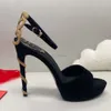 Rene Caovilla Sandals Stiletto Женская платформа кристаллической дизайн обуви дизайнер обувь повседневное ужин 12 см. Высокие каблуки фабричная обувь