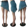 Women's Jeans WUHE Tassel Irregular Jean Shorts Skirts 2024 Streetwear Women Fashion Denim Zipper Side Blue