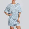 Kobiety Pajama Set Summer Truskawek Stafal Druszek Losowy top i elastyczne spodnie 2 kawałki swobodnego zużycia 240301