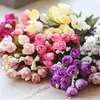 Dekorativa blommor 15 huvuden Mini Rose Colorful Silk Artificial Flower Home Decor for Wedding Small Roses Bouquet Decoration Display